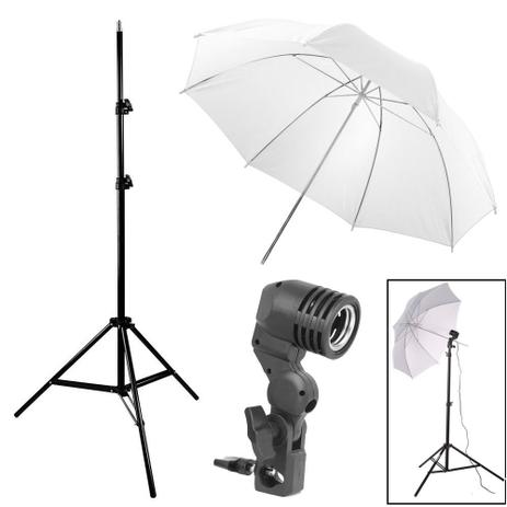 Kit Luz Contínua Estúdio - Tripé Suporte E27 Sombrinha Difusora - Fotobestway Menor preço em Kit Luz Contínua Estúdio - Tripé Suporte E27 Sombrinha Difusora - Fotobestway