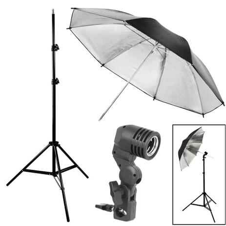 Kit Luz Contínua Estúdio - Tripé Suporte E27 Sombrinha Prata - Fotobestway Menor preço em Kit Luz Contínua Estúdio - Tripé Suporte E27 Sombrinha Prata - Fotobestway
