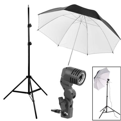 Kit Luz Contínua Estúdio - Tripé Suporte E27 Sombrinha Rebatedora Branca - Fotobestway Menor preço em Kit Luz Contínua Estúdio - Tripé Suporte E27 Sombrinha Rebatedora Branca - Fotobestway