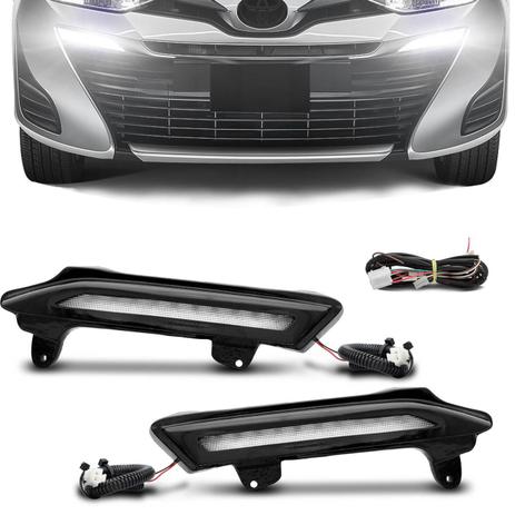 Kit Luz Diurna DRL Yaris Hatch Sedan 2018 2019 Daylight Moldura Preta - Nippon Menor preço em Kit Luz Diurna DRL Yaris Hatch Sedan 2018 2019 Daylight Moldura Preta - Nippon