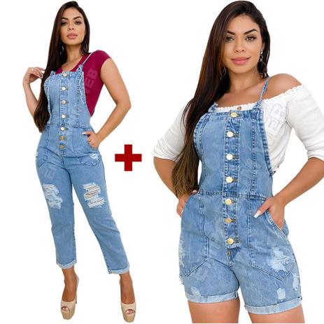 macacão feminino jeans curto