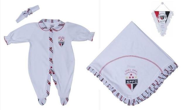 Kit Macacão São Paulo com Manta e Tiara Revedor Menor preço em Kit Macacão São Paulo com Manta e Tiara Revedor