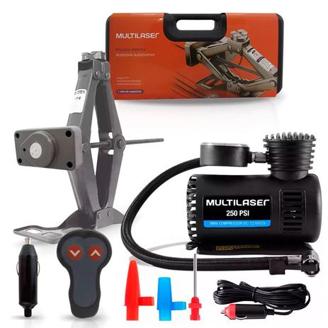 Kit Macaco Elétrico 12v + Mini Compressor Ar Multilaser Menor preço em Kit Macaco Elétrico 12v + Mini Compressor Ar Multilaser