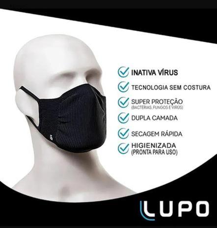 Kit Macara Lupo. C/2 máscara Preto Menor preço em Kit Macara Lupo. C/2 máscara Preto