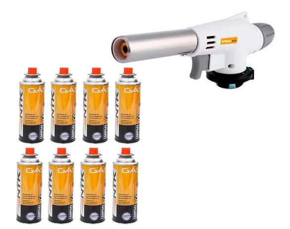 Kit Maçarico Automático Portátil Com Controle de Chama GT6020 + 8 Recargas Refil de Gás - Globalmix Menor preço em Kit Maçarico Automático Portátil Com Controle de Chama GT6020 + 8 Recargas Refil de Gás - Globalmix
