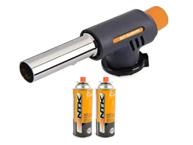 Kit maçarico grafite automatico manual gt6009 cozinha solda profissional + 2 refil nautika 227g - Globalmix Menor preço em Kit maçarico grafite automatico manual gt6009 cozinha solda profissional + 2 refil nautika 227g - Globalmix