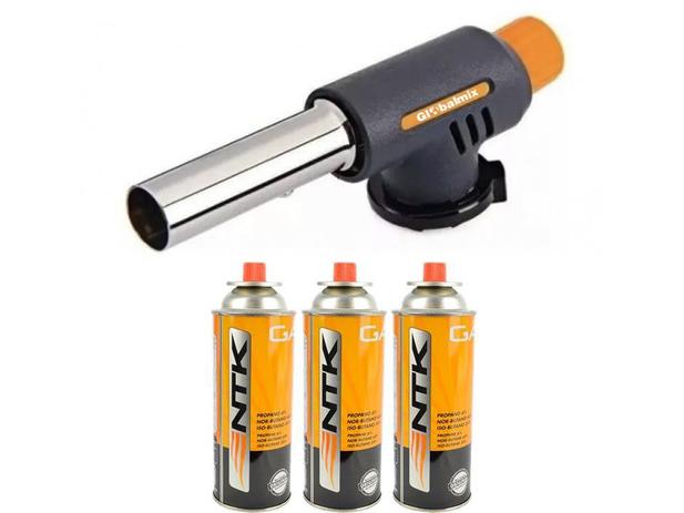 Kit maçarico portatil grafite automatico manual globalmix gt6009 + 3 refil nautika 227g Menor preço em Kit maçarico portatil grafite automatico manual globalmix gt6009 + 3 refil nautika 227g