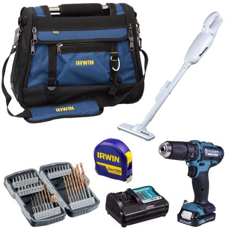 Kit Makita Furadeira Parafusadeira Hp331 dwyp e Aspirador Cl106dzw 12v c Bolsa Irwin IW14080 Menor preço em Kit Makita Furadeira Parafusadeira Hp331 dwyp e Aspirador Cl106dzw 12v c Bolsa Irwin IW14080