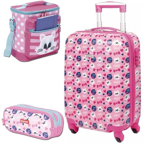 Kit Mala Escolar Viagem Cat 18y Sestini Lancheira E Estojo Menor preço em Kit Mala Escolar Viagem Cat 18y Sestini Lancheira E Estojo