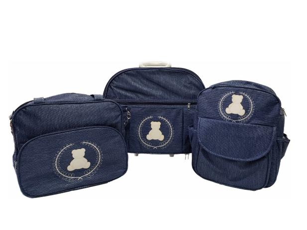 Kit mala maternidade 3 peças com mala de rodinhas mochila marinho urso - Adventure Menor preço em Kit mala maternidade 3 peças com mala de rodinhas mochila marinho urso - Adventure
