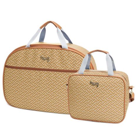 Kit Mala Maternidade com Bolsa M Geométrica Bege - Hug Baby Menor preço em Kit Mala Maternidade com Bolsa M Geométrica Bege - Hug Baby