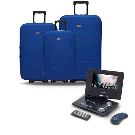 Kit Malas Viagem Azul + Dvd Portátil Automotivo - Sp acessórios Menor preço em Kit Malas Viagem Azul + Dvd Portátil Automotivo - Sp acessórios