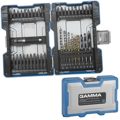 Kit Maleta de Brocas e Bits p/ Furadeira e Parafusadeira c/ 51 Peças GAMMA Menor preço em Kit Maleta de Brocas e Bits p/ Furadeira e Parafusadeira c/ 51 Peças GAMMA