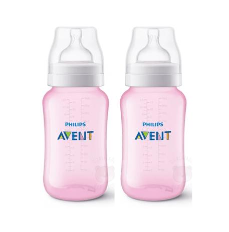 Menor preço em Kit Mamadeira Avent Classica 2 Pçs 330ml Rosa 3m+ - Philips avent