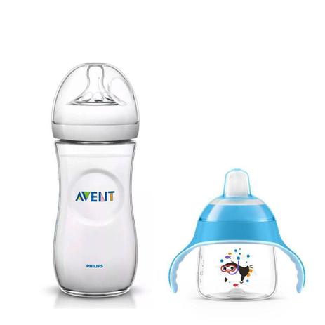 Kit Mamadeira AVENT Pétala 330ml e Copo Pinguim Azul 200ml - Phillips avent Menor preço em Kit Mamadeira AVENT Pétala 330ml e Copo Pinguim Azul 200ml - Phillips avent