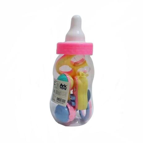 Kit Mamadeira Chocalho Cofre Rosa para Bebe infantil 5 peças - Ark brasil Menor preço em Kit Mamadeira Chocalho Cofre Rosa para Bebe infantil 5 peças - Ark brasil