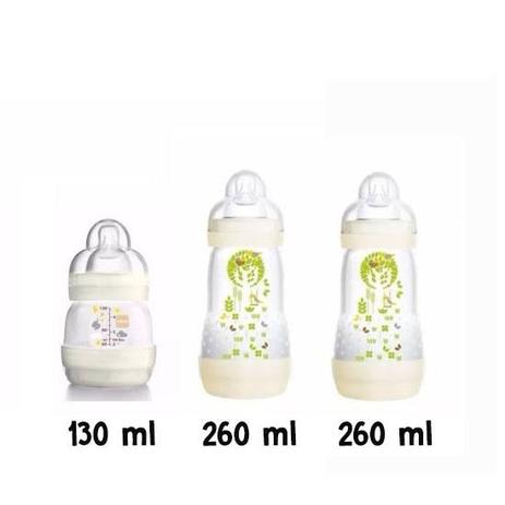 Kit Mamadeira First Bottle 1 unid 130ml + 2 unid 260ml Neutral Mam Menor preço em Kit Mamadeira First Bottle 1 unid 130ml + 2 unid 260ml Neutral Mam