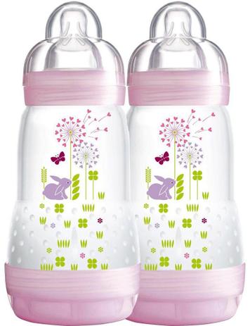 Kit Mamadeira MAM First Bottle Anti-Cólica e Auto-Esterilizáveis 260ml (02 unidades) Menina Menor preço em Kit Mamadeira MAM First Bottle Anti-Cólica e Auto-Esterilizáveis 260ml (02 unidades) Menina