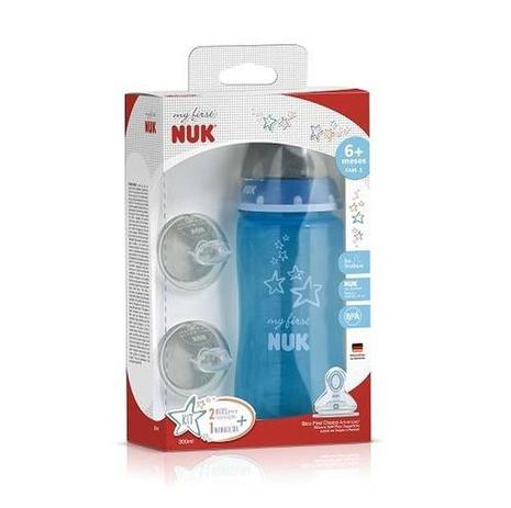 Kit Mamadeira Nuk + 2 Bicos De Reposição My First 300ml Azul Menor preço em Kit Mamadeira Nuk + 2 Bicos De Reposição My First 300ml Azul