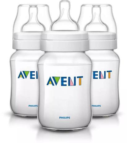 Kit Mamadeiras Avent Anti-Cólica 3 unidades 260ml Clássica Transparente - Philips avent é boa?