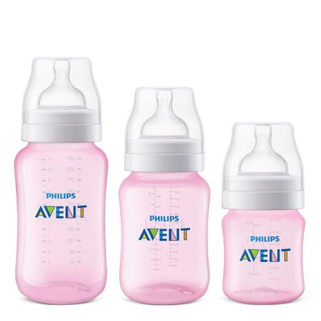 Kit Mamadeiras Avent clássica Anticólica rosa - 125,260 e 310 ml - Philips Avent - Philips-Avent Menor preço em Kit Mamadeiras Avent clássica Anticólica rosa - 125,260 e 310 ml - Philips Avent - Philips-Avent