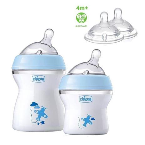 Kit Mamadeiras Chicco 150ml e 250ml Azul e Bico Menor preço em Kit Mamadeiras Chicco 150ml e 250ml Azul e Bico