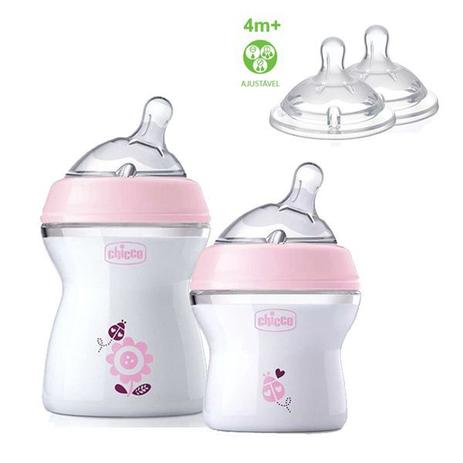 Kit Mamadeiras Chicco 150ml e 250ml Rosa e Bico Menor preço em Kit Mamadeiras Chicco 150ml e 250ml Rosa e Bico