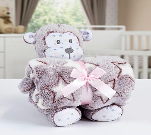Kit Manta Microfibra com Bichinho de Pelúcia Baby Bouton Macaquinho Terracota Menor preço em Kit Manta Microfibra com Bichinho de Pelúcia Baby Bouton Macaquinho Terracota