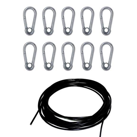 Kit Manutenção 50 Metros Cabo de Aço e 10 Mosquetões 70 mm - Natural fitness Menor preço em Kit Manutenção 50 Metros Cabo de Aço e 10 Mosquetões 70 mm - Natural fitness