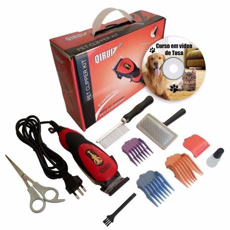 Kit Maquina Tosa Cães Gatos Cortar Pelos Cachorro 220v - Qirui Menor preço em Kit Maquina Tosa Cães Gatos Cortar Pelos Cachorro 220v - Qirui