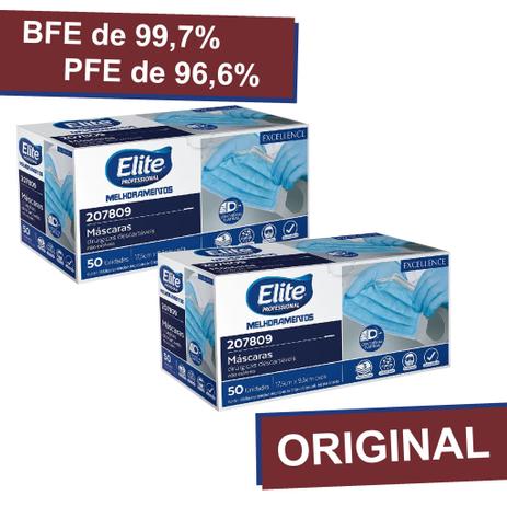 Kit Máscara Cirúrgica Elite Professional Descartável Tripla com Elástico 100 Und - Softys Menor preço em Kit Máscara Cirúrgica Elite Professional Descartável Tripla com Elástico 100 Und - Softys
