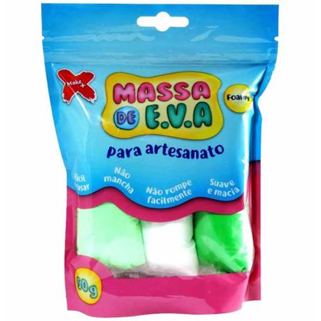 Kit massa de eva p/artesanto 50g verde e branco - Make+ Menor preço em Kit massa de eva p/artesanto 50g verde e branco - Make+
