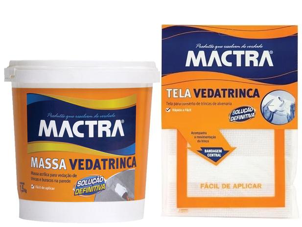 Kit Massa Vedatrinca Mactra + 2 Tela Veda Trinca 10cmx3m Menor preço em Kit Massa Vedatrinca Mactra + 2 Tela Veda Trinca 10cmx3m