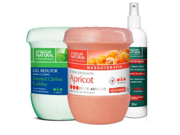 Kit Massagem Fluido Termo Ativo, Esfoliante Forte e Gel Redutor Dagua Natural - D'água natural Menor preço em Kit Massagem Fluido Termo Ativo, Esfoliante Forte e Gel Redutor Dagua Natural - D'água natural