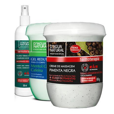 Kit Massagem Pimenta Negra, Fluido Termoativo e Rel Redutor Dagua Natural - D'água natural Menor preço em Kit Massagem Pimenta Negra, Fluido Termoativo e Rel Redutor Dagua Natural - D'água natural