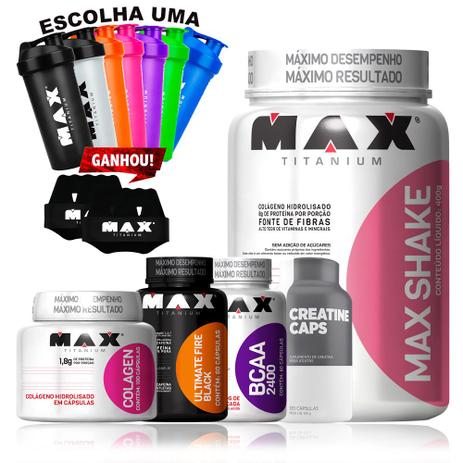 Kit Max Shake Termogenico + Bcaa + Creatina + Colagen + Coq + - Max tianium Menor preço em Kit Max Shake Termogenico + Bcaa + Creatina + Colagen + Coq + - Max tianium
