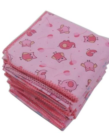 Kit menina 10 cueiro flanelado estampado 80x80cm com crochê - Dugu Menor preço em Kit menina 10 cueiro flanelado estampado 80x80cm com crochê - Dugu