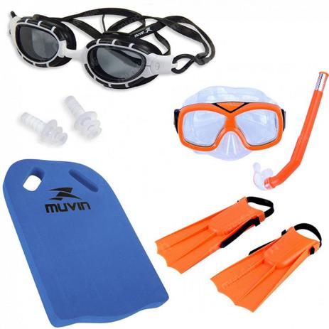 Kit Mergulo Infantil + Oculos de Natacao Preto + Prancha Corretiva Muvin Menor preço em Kit Mergulo Infantil + Oculos de Natacao Preto + Prancha Corretiva Muvin