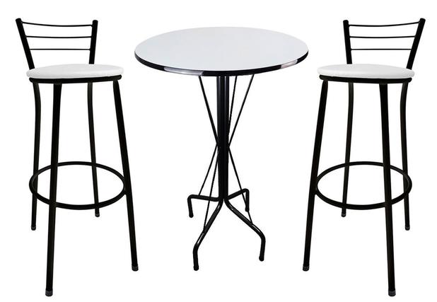 Kit Mesa Bistrô Preto Tampo Branco 2 Banquetas Preto Assento Branco - Za moveis Menor preço em Kit Mesa Bistrô Preto Tampo Branco 2 Banquetas Preto Assento Branco - Za moveis