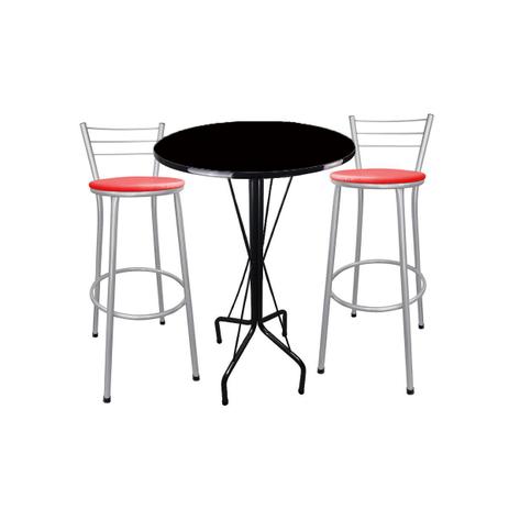Kit Mesa Bistrô Preto Tampo Preto 2 Banquetas Cinza Assento Vermelho - Za moveis é ruim? Kit Mesa Bistrô Preto Tampo Preto 2 Banquetas Cinza Assento Vermelho - Za moveis é boa?