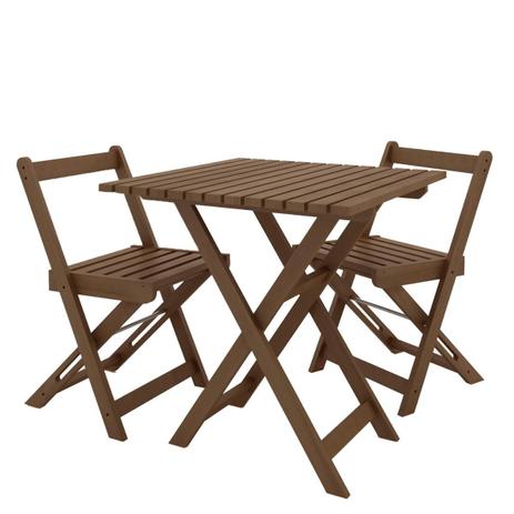 Kit Mesa Boteco com 2 Cadeiras Dobráveis Nogueira - Mão e formão Menor preço em Kit Mesa Boteco com 2 Cadeiras Dobráveis Nogueira - Mão e formão