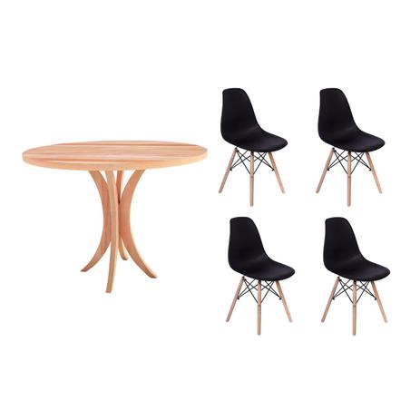 Kit Mesa De Jantar 90cm Tampo de Madeira + 04 Cadeiras Charles Eames - Preta - Magazine decor é boa?