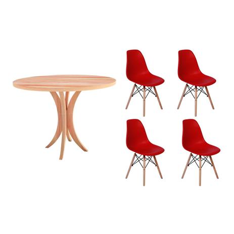 Kit Mesa De Jantar 90cm Tampo de Madeira + 04 Cadeiras Charles Eames - Vermelha - Magazine decor é ruim? Kit Mesa De Jantar 90cm Tampo de Madeira + 04 Cadeiras Charles Eames - Vermelha - Magazine decor é boa?