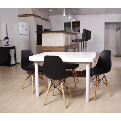 Kit Mesa De Jantar França 110x80 Branca + 04 Cadeiras Charles Eames - Preta - Magazine decor Menor preço em Kit Mesa De Jantar França 110x80 Branca + 04 Cadeiras Charles Eames - Preta - Magazine decor