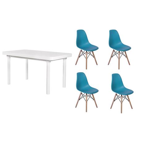 Kit Mesa De Jantar França 110x80 Branca + 04 Cadeiras Charles Eames - Turquesa - Magazine decor é ruim? Kit Mesa De Jantar França 110x80 Branca + 04 Cadeiras Charles Eames - Turquesa - Magazine decor é boa?