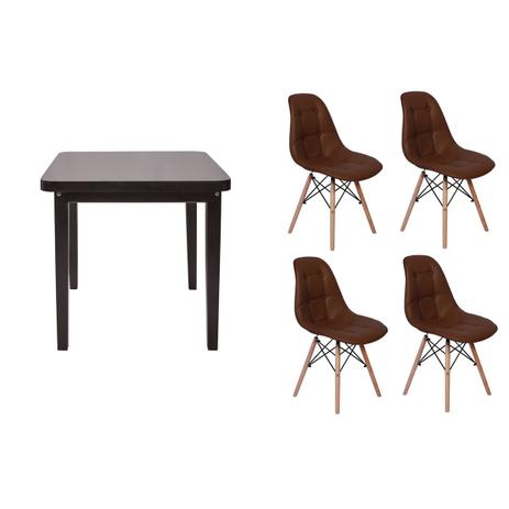 Kit Mesa De Jantar Holanda 80x80 Preta + 04 Cadeiras Charles Eames Botonê - Marrom - Magazine decor é ruim? Kit Mesa De Jantar Holanda 80x80 Preta + 04 Cadeiras Charles Eames Botonê - Marrom - Magazine decor é boa?