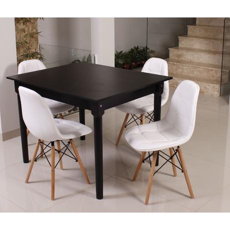 Kit Mesa De Jantar Robust 110x90 Preta + 04 Cadeiras Charles Eames Botonê - Branco - Magazine decor Menor preço em Kit Mesa De Jantar Robust 110x90 Preta + 04 Cadeiras Charles Eames Botonê - Branco - Magazine decor