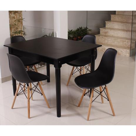 Menor preço em Kit Mesa De Jantar Robust 110x90 Preta + 04 Cadeiras Charles Eames - Preto - Magazine Decor