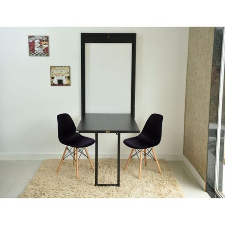 Kit Mesa Dobrável Retrátil 120x75 Preta + 2 Cadeiras Charles Eames Preta - Magazine Decor Menor preço em Kit Mesa Dobrável Retrátil 120x75 Preta + 2 Cadeiras Charles Eames Preta - Magazine Decor