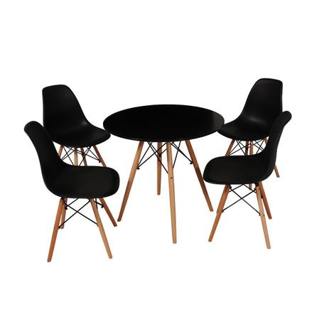 Kit Mesa Jantar Eames Eiffel 90cm + 4 Cadeiras Eames Eiffel - Preta - Magazine Decor Menor preço em Kit Mesa Jantar Eames Eiffel 90cm + 4 Cadeiras Eames Eiffel - Preta - Magazine Decor